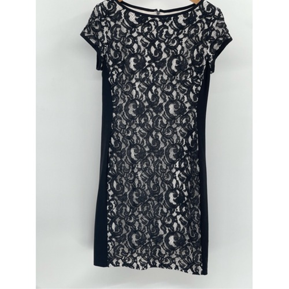 Lauren Ralph Lauren Dress Lace Women 12 Black Cap Short Sleeve Whimsygoth